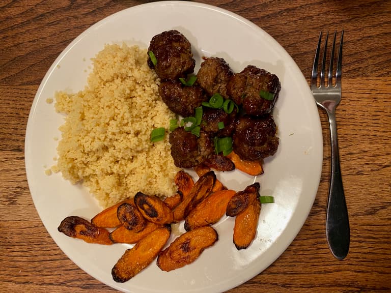 Image of Tunisian Spiced Meatballs with Apricot Glaze.