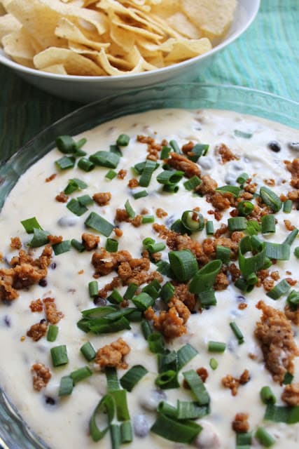 Image of Beer Queso with Sausage and Black Beans.