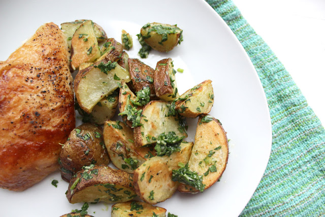 Image of Roasted Potatoes with Kale Pesto.
